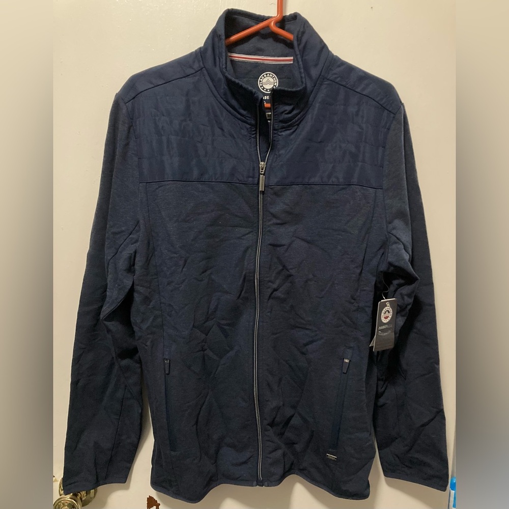 Flag & Anthem MadeFlex Men’s Full Zip Windbreaker Cotton Navy Blue Jacket Medium
